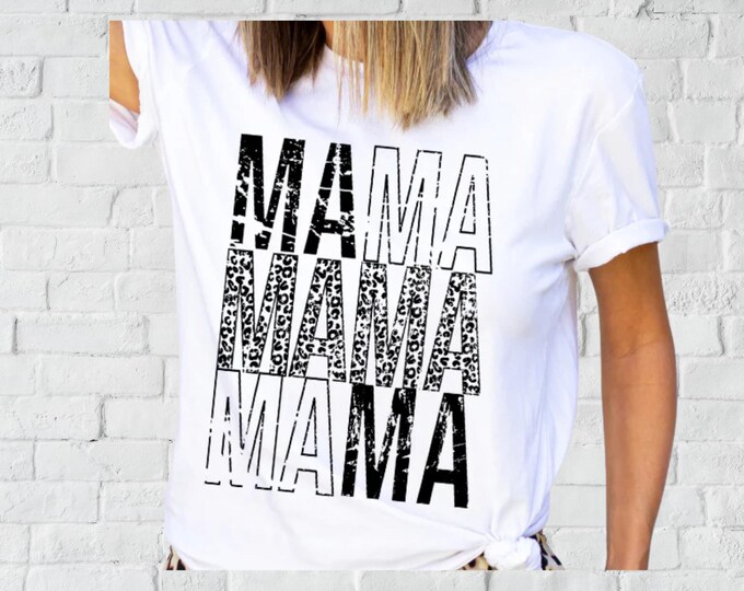 Mama Stacked Cheetah Print Shirt