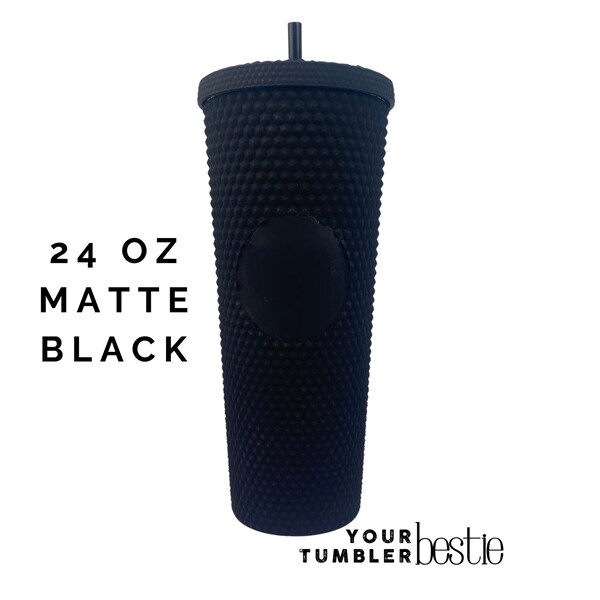 MATTE BLACK Studded Tumbler Blanks, 24oz Screw Top, Double Walled Insulated Matte Black, Matte Coral, Tumbler Bestie, Wholesale, Bulk