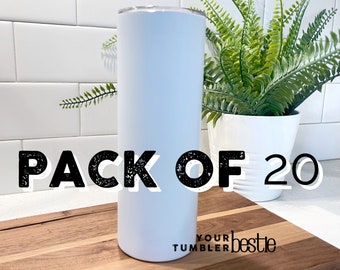 20 Oz Tumblers Skinny Straight White Sublimation Stainless Steel