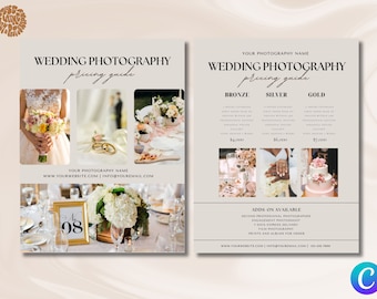 Photography Pricing Guide Template, Photographer price guide Canva,Editable Pricing Guide for photographers,Wedding photographer Price List