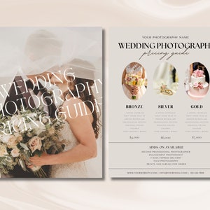 Photography Pricing Guide Template, Wedding Photography packages, Pricing Guide Photographers,Wedding photography Pricing Guide, Price list