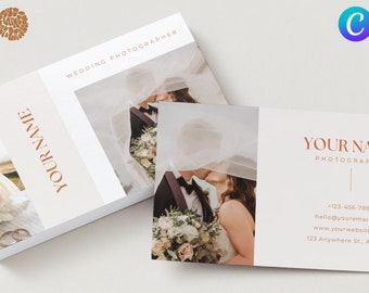 Photographer Business Card Template, Canva Template Photographers, Wedding Photography business card design, Horizontal Business Cards