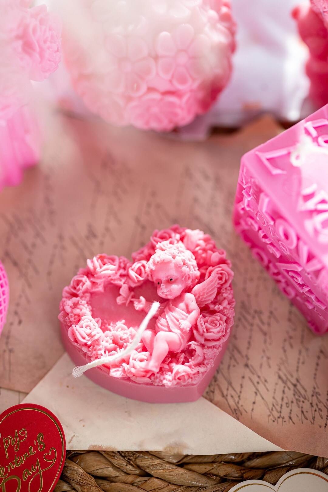 Heart Shape Angel Candle, Handmade Candle, Soy Wax Candle, Valentine's