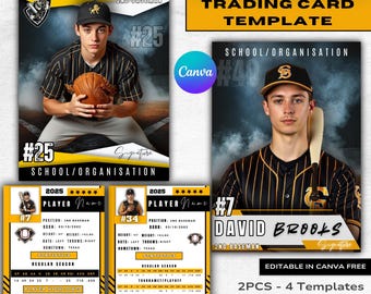 Customizable Baseball Card Template: Canva DIY Sports trading Card Design (2.5x3.5) (Digital Download)