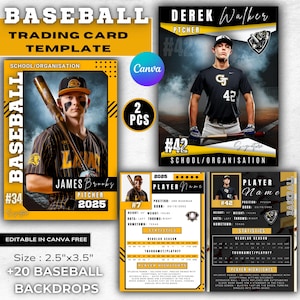 Baseball Card Vorlage | benutzerdefinierte Doppelseitiges Leinwand-Design | DIY Sportspieler Sammelkarte, Vorderseite & Rückseite Sportkarten | Baseball Spieler Karte