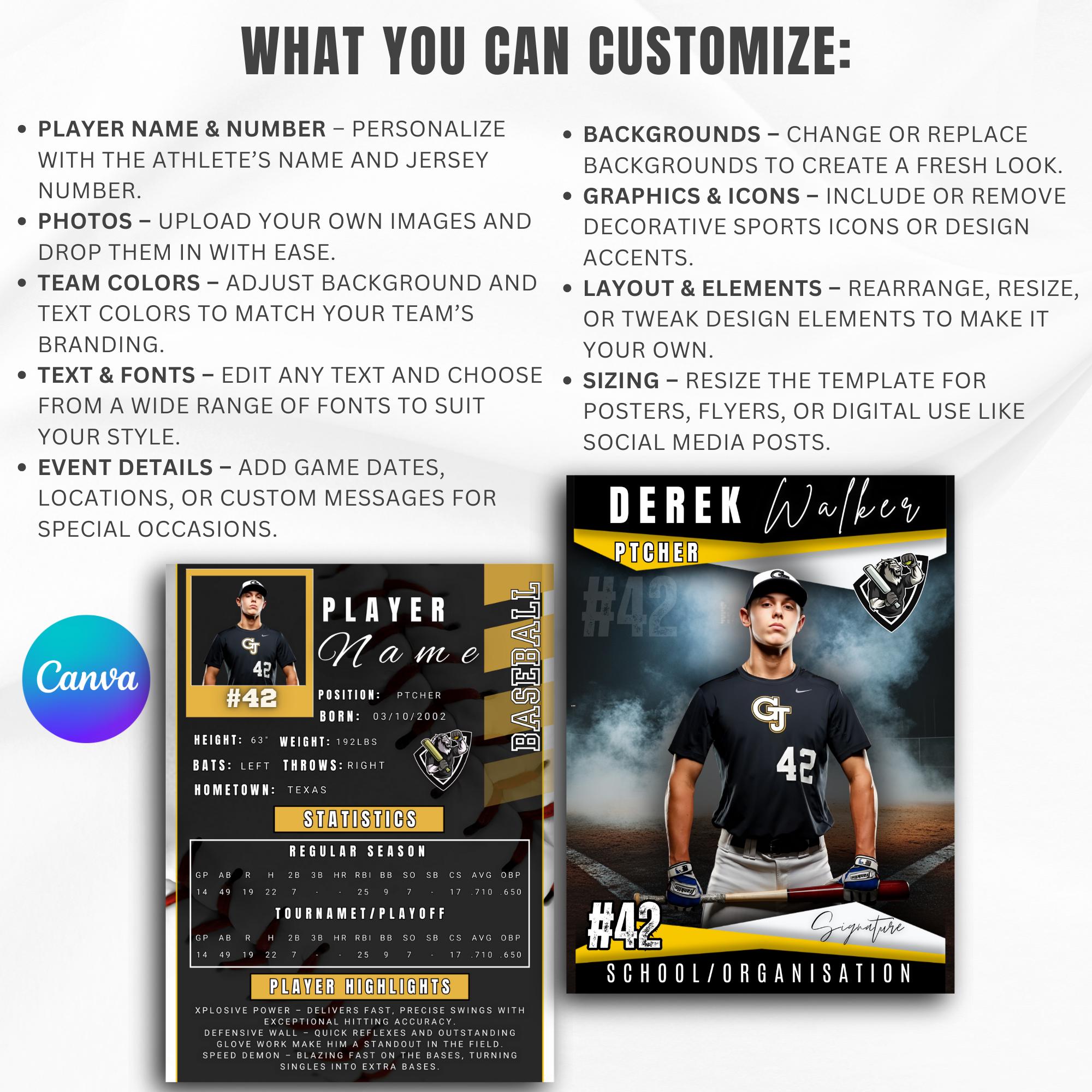 Baseball Player Card Template | Double-sided Baseball Trading Card ...