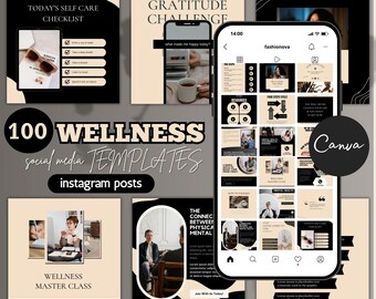 Wellness Coach Instagram Templates Bundle, Holistic Health & Life Coach Designs, Wellbeing posts, Self Care and Mental Health templates