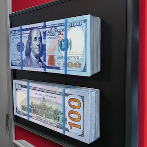 3D BIG MONEY Skulptur New Blue 100 Benjamin Vorder-/Rückseite Bill 28 "x 28"