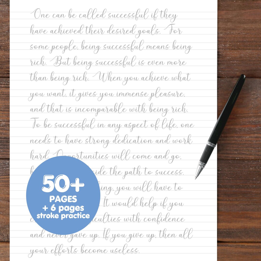 Cursive Calligraphy Practice Sheets: Handwriting Worksheets (PDF) - Etsy