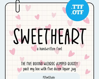 Realistic Handwritten Font Handwriting Font for Journals Planners Digital Font for Goodnotes Note Taking l Sweetheart