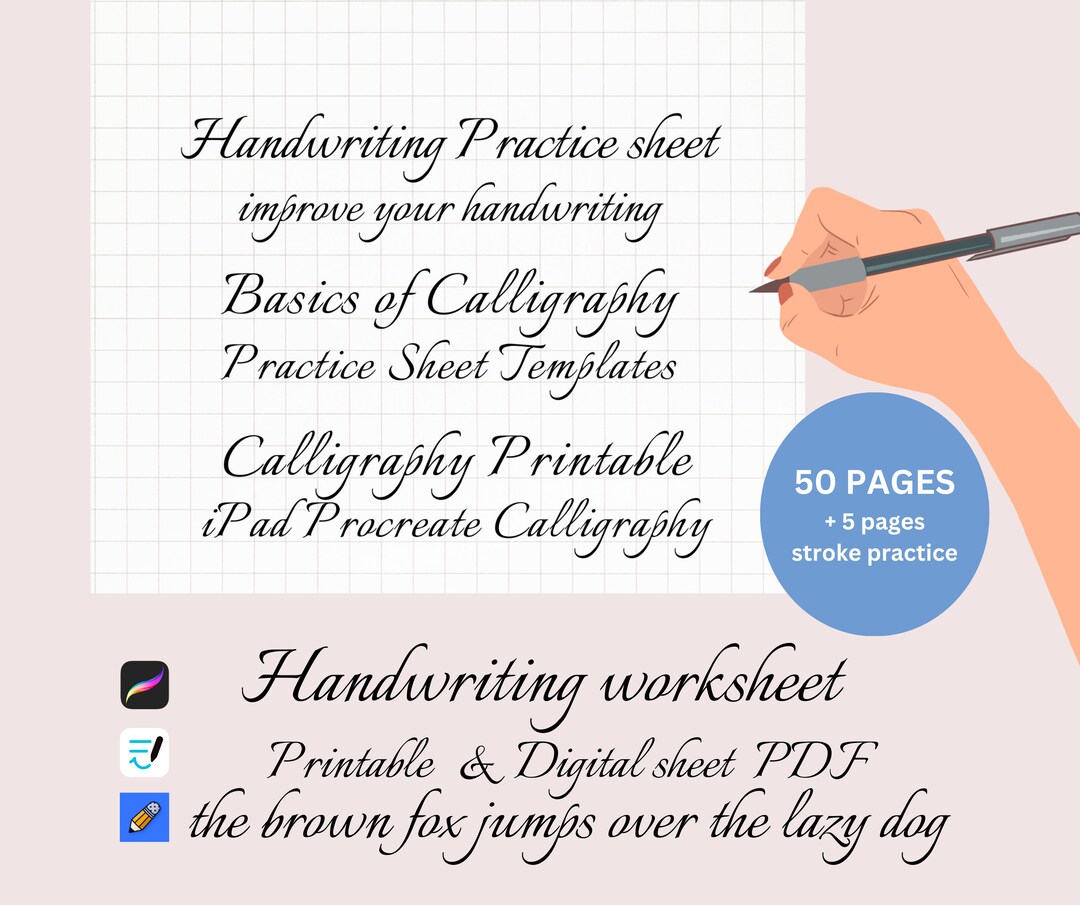 Calligraphy Practice Sheets Templates, Calligraphy Worksheets ...