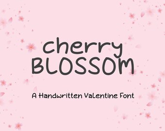 Kirschblüten-Schriftart, handgeschriebene Einladungen zur Valentinstagshochzeit, Bastelideen (Digitaler Download)