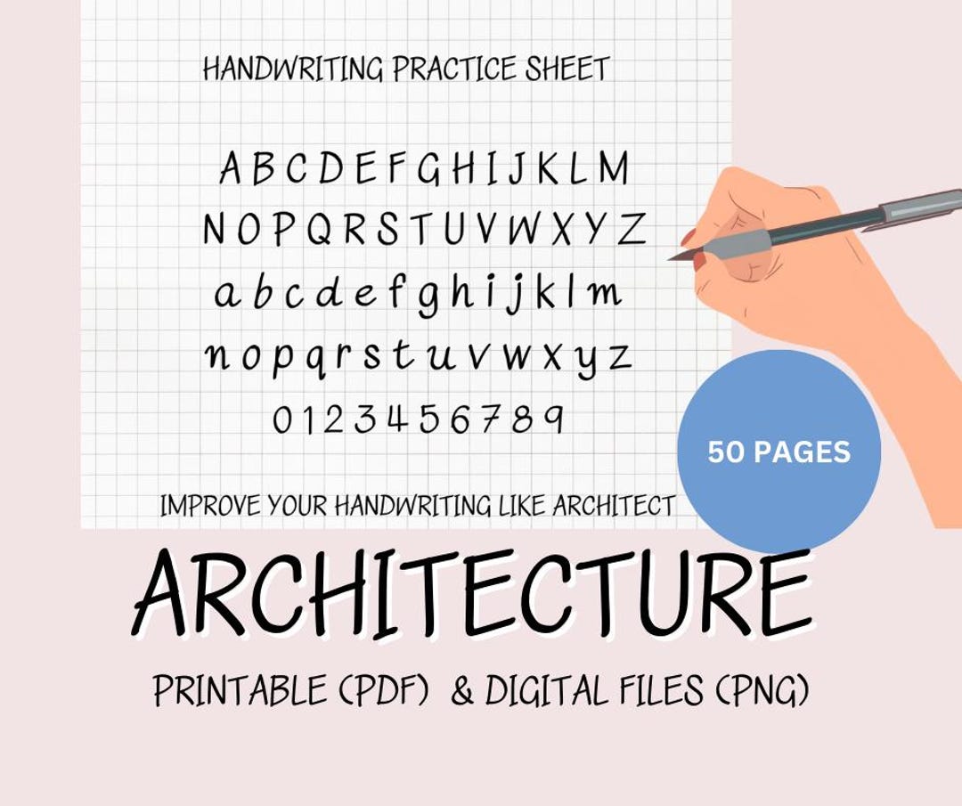 Architectural Handwriting Worksheets, Architect Printable Lettering