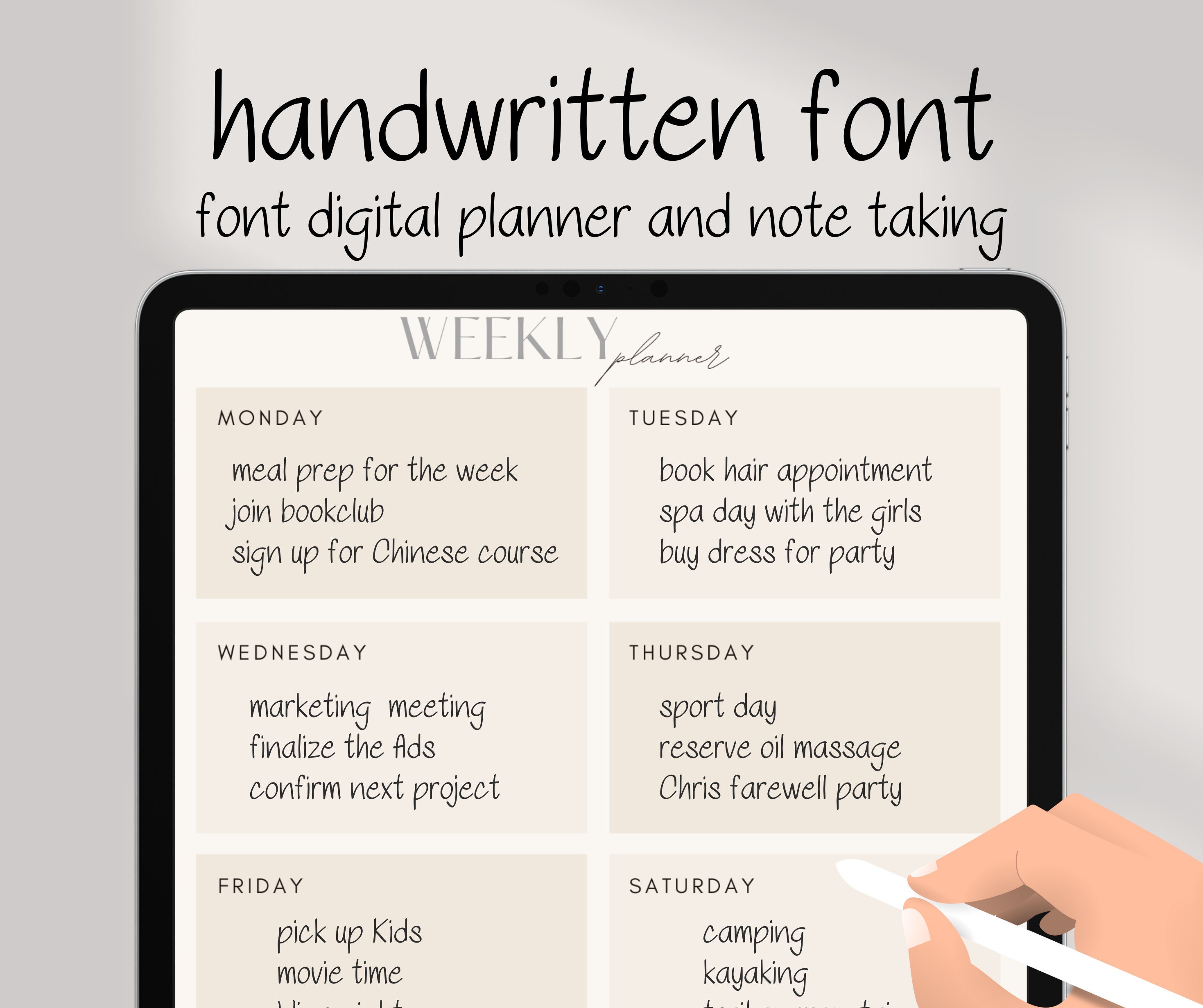 Handwritten Font: Neat Digital Planner Font (TTF, OTF) - Etsy Australia