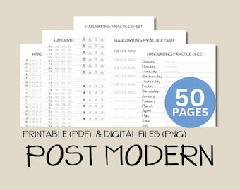 Architectural Handwriting Worksheets: Post Modern Font (PDF/PNG)