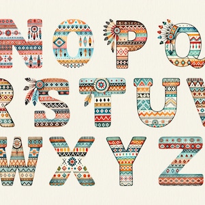 Native American Pattern Alphabet PNG Clipart Tribal Letter Designs Boho ...