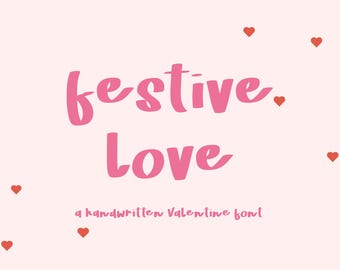 Festliche Liebesschrift, handgeschriebene Schriftart, Valentinstag-Hochzeitseinladungen, Bastelideen (Digitaler Download)
