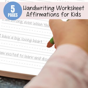 Affirmationen für Kinder, positive Affirmations-Handschrift-Arbeitsblatt, Handschrift-Übungen, Affirmation, Alphabet-Übungen, Buchstabenverfolgung