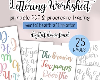 Brush Lettering Workbook: Handwriting Practice Sheets for Procreate (PDF)