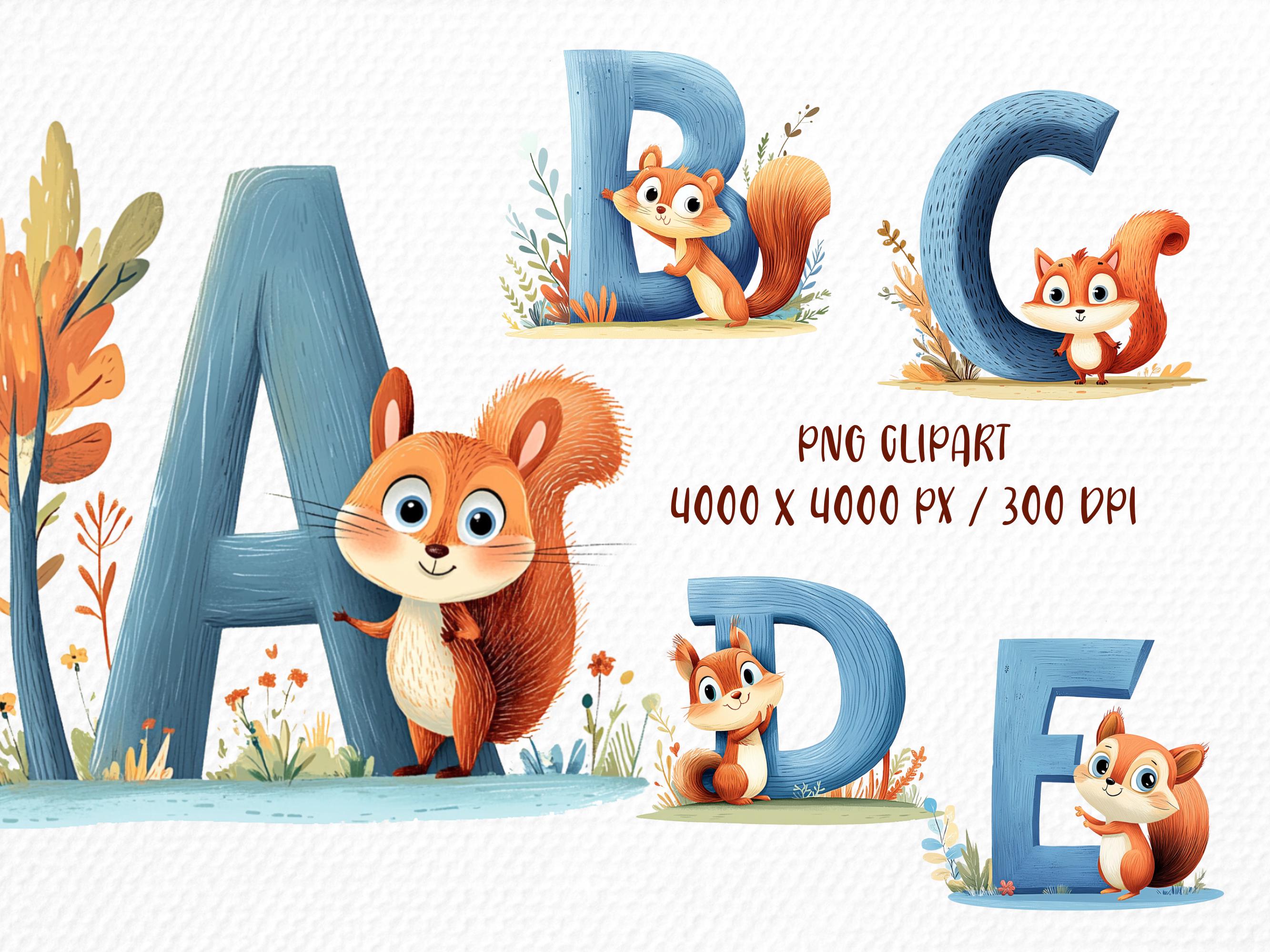 Squirrel Letters Letter With Squirrel Clipart Cute Woodland Animal Stationery Animals ...