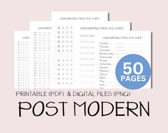 Architectural Handwriting Worksheets: Post Modern Font (PDF/PNG)
