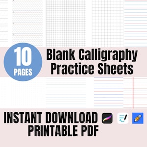 Kalligraphie Übungsblätter Vorlagen, Kalligraphie Handschrift Papier, Kalligraphie Handlettering Anleitung, bedruckbarer digitaler Download PDF