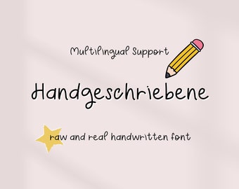 Handgeschriebene, Script Font, Cursive Handwriting Font, Goodnotes, One Note, Study Digital Note, Neat and tidy, journal, Multilingual