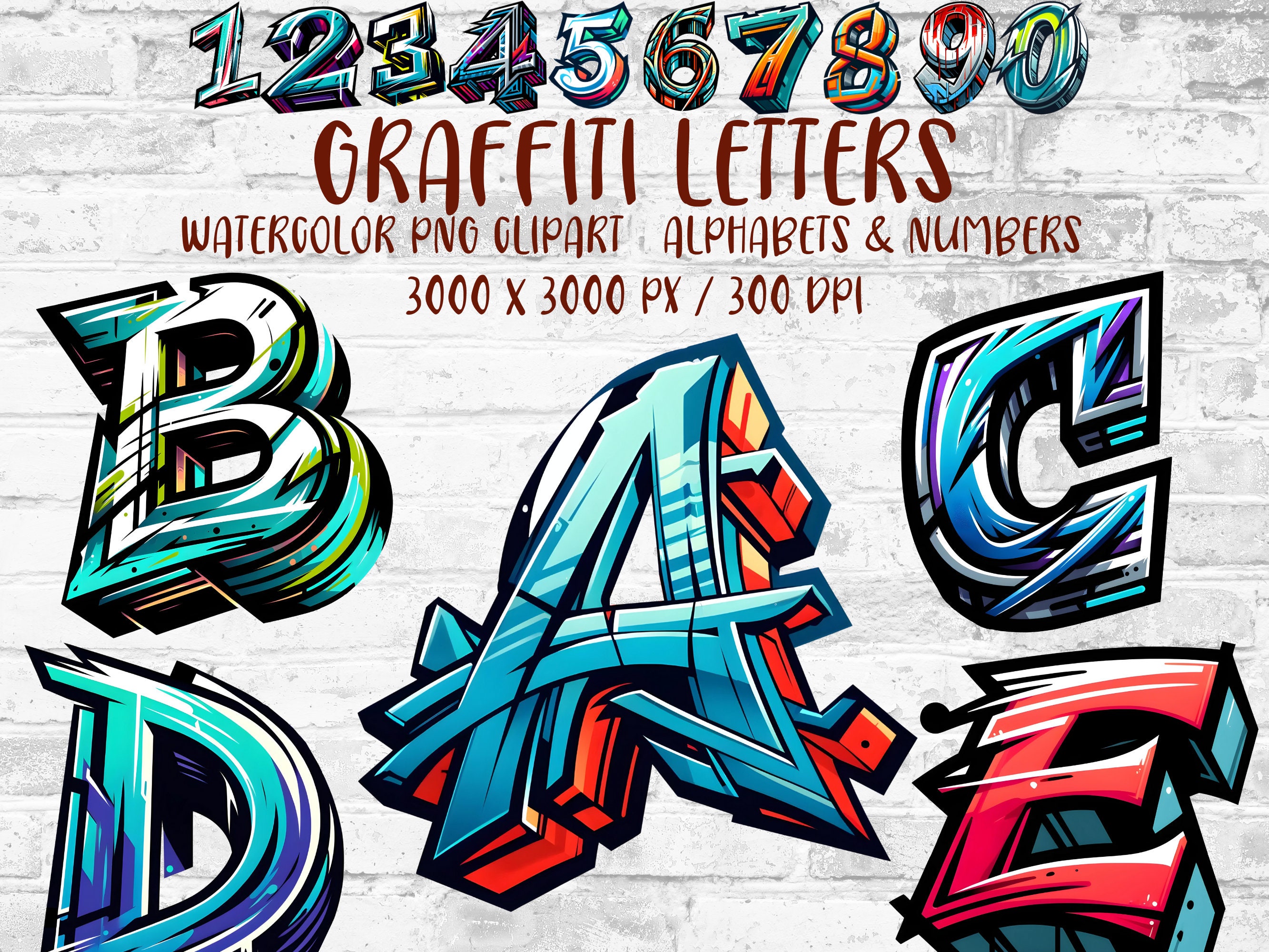 Graffiti Alphabet: Urban Dripping Font, PNG Clipart (Digital Download)