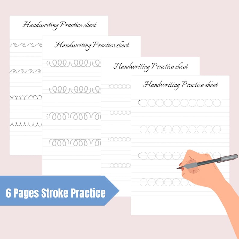 Cursive Calligraphy Practice Sheets: Handwriting Worksheets (PDF) - Etsy