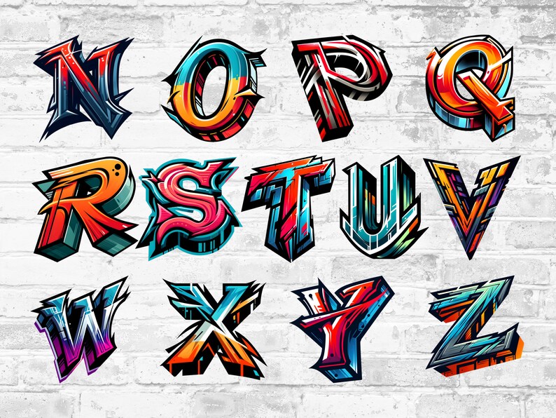Graffiti Alphabet Urban Dripping Font PNG Clipart digital Download 