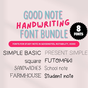 Bundle med söta handstilstypsnitt, GoodNotes, Procreate (TTF, OTF)