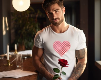 T-shirt coeur géométrique - T-shirt en coton LoveBurst pour la Saint-Valentin