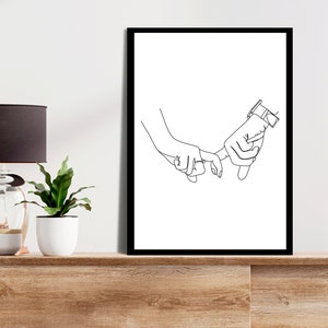 Line Art Paar Poster, Händchen haltend Poster, Jahrestag Geschenk, Valentinstag Kunst, Paar Kunstdruck, Hochzeitsgeschenk, Geschenk für Sie