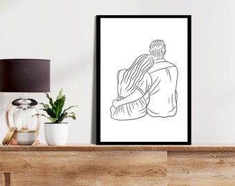 Stampa artistica minimalista di coppia: decorazione romantica astratta