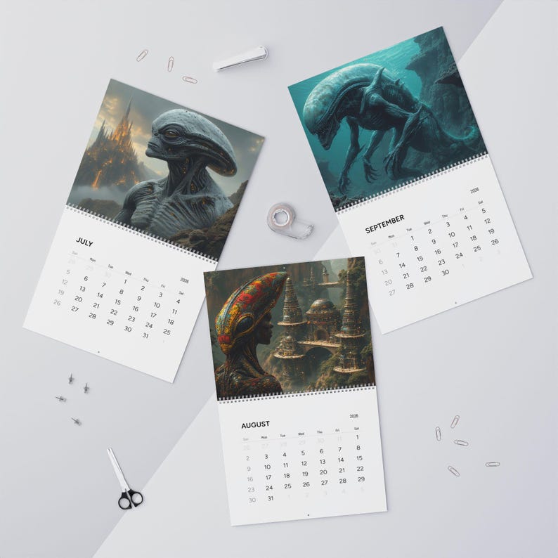 Alien Art Wall Calendar 2026 | Sci-fi Monthly Planner - Etsy