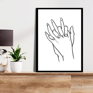 Line Art Couple Print, Holding Hands Poster, Anniversary Gift, Valentine&#39;s Day Art, Couple Art Print, Wedding Gift, Gift For Her