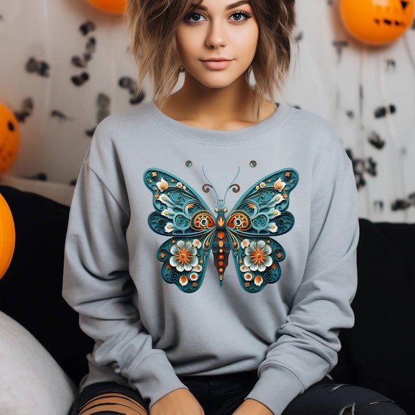 Butterfly Sweatshirt, Fall Shirt, Floral Tshirt, Butterfly Shirt, Gift for Women, Ladies Shirts, Best Friend Gift