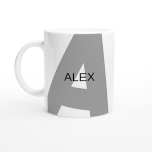 Taza de café con nombre y monograma personalizados / Taza con letra personalizada y nombre / Regalo elegante para él o ella / Apto para lavavajillas y microondas