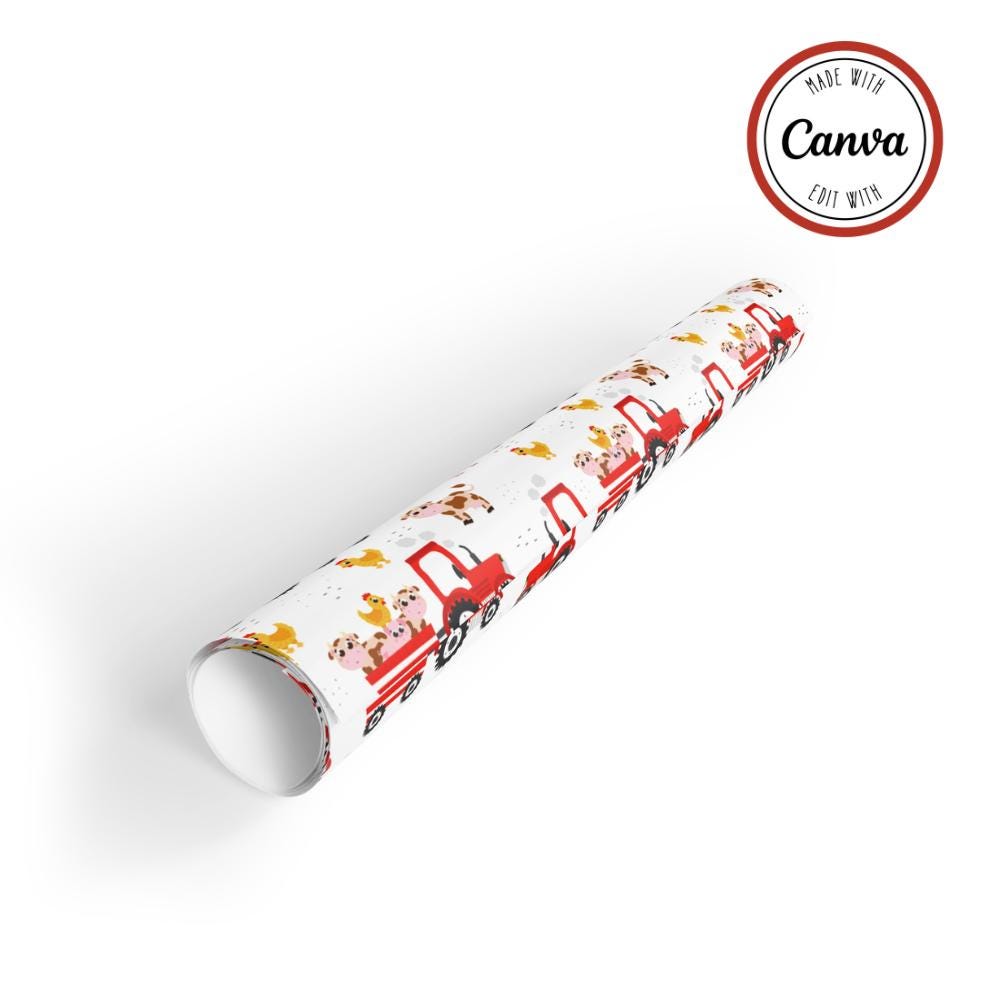 Farm Animals Theme Patterned Gift Wrapper, Birthday Digital Paper ...
