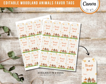 Woodland Animals Thank You Tags | Editable Favor Tags (Digital Prints)