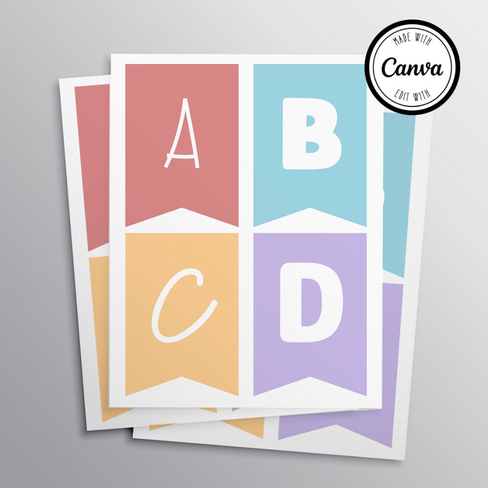 Editable Colorful Bunting Banner | DIY Party Decor (digital Download ...