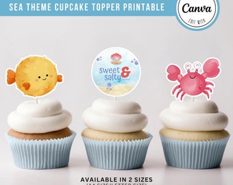 Sea Theme Cupcake Topper | Under The Sea Birthday (Digital Printable)