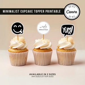 Minimalist Theme Cupcake Topper| Cupcake Topper Digital Printable | Instant Download | Simple Birthday Topper | Cake Topper | Canva