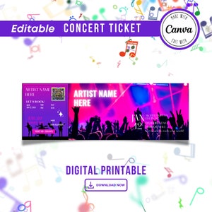 Editable Concert Ticket | Canva Template Printable | Instant Concert Ticket | Template Event Downloadable | Custom Musical Invitation |Canva
