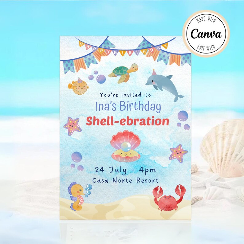 Under the Sea Theme Birthday Invitation Editable Printable | Digital ...