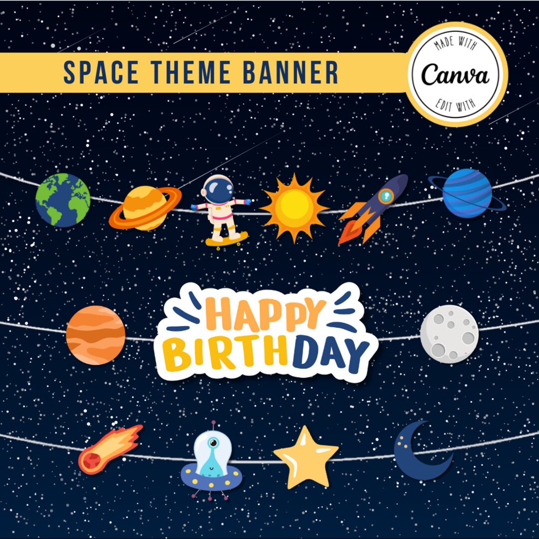 Space Planet Theme Printable Bunting Banner Digital Printable 