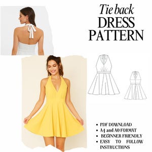Patron de couture de robe dos nu en tricot - jupe à volants, dos nu (Patron PDF)