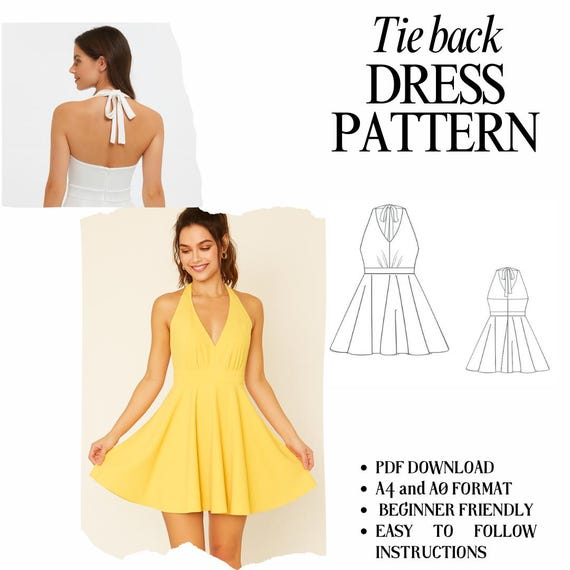 knit halter dress pattern Sewing – Tiered Skirt, Open Back (PDF Pattern) Tall ️ 3 Formats