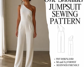 Schnittmuster für einen Jumpsuit mit einer Schulter – Asymmetrisches Strickdesign (PDF zum Herunterladen)