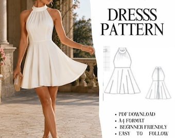 Schnittmuster für ein Neckholderkleid (PDF-Download, A4-Format) – Anfängerfreundlich